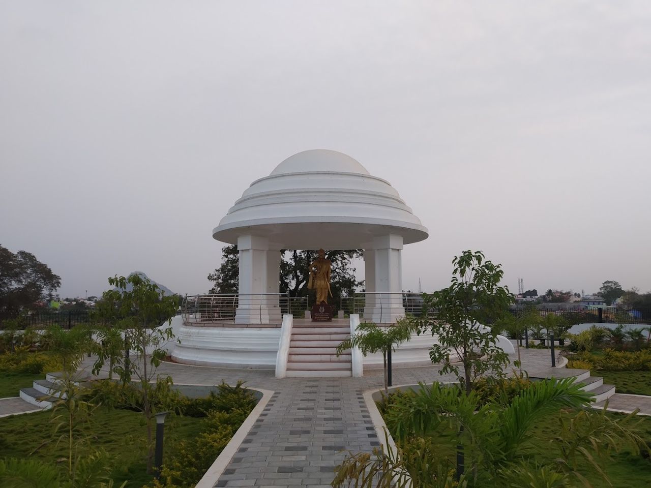 Kalingarayan statue and domed pavilion with landscape lighting, Bhavani